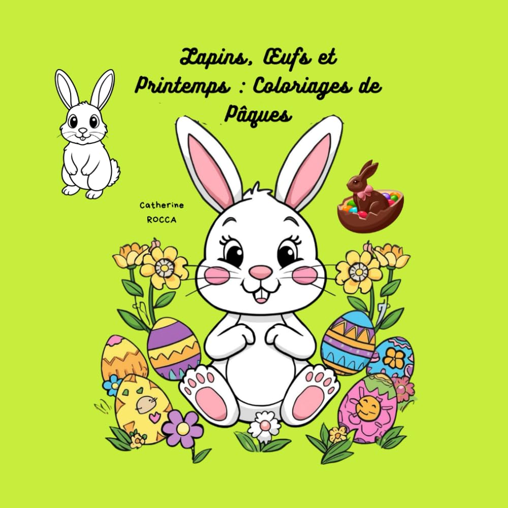 Lapins, oeufs et Printemps : coloriages de Pâques
