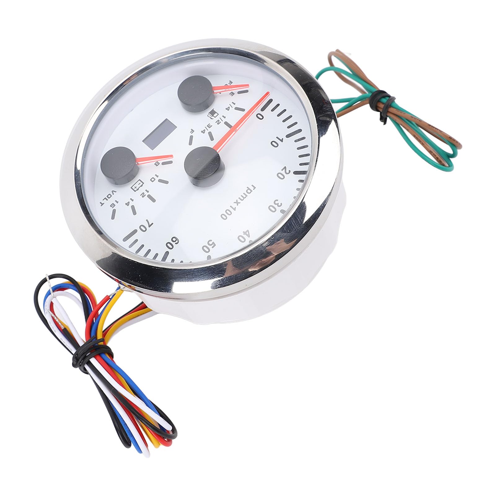 Generic Velocímetro de 85 Mm, Velocímetro de Metal, Tacómetro, 7000 RPM, 8 a 16 V, Voltaje de, 3 en 1, Retroiluminación de 7 Colores para Camión, Coche, Barco, Camioneta RV (plata blanca)