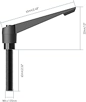 Vista 2 de 2 manijas de palanca de sujeción, rosca macho M8 x 2.362 in, cierre rápido ajustable de bloqueo giratorio, perno de tornillo giratorio
