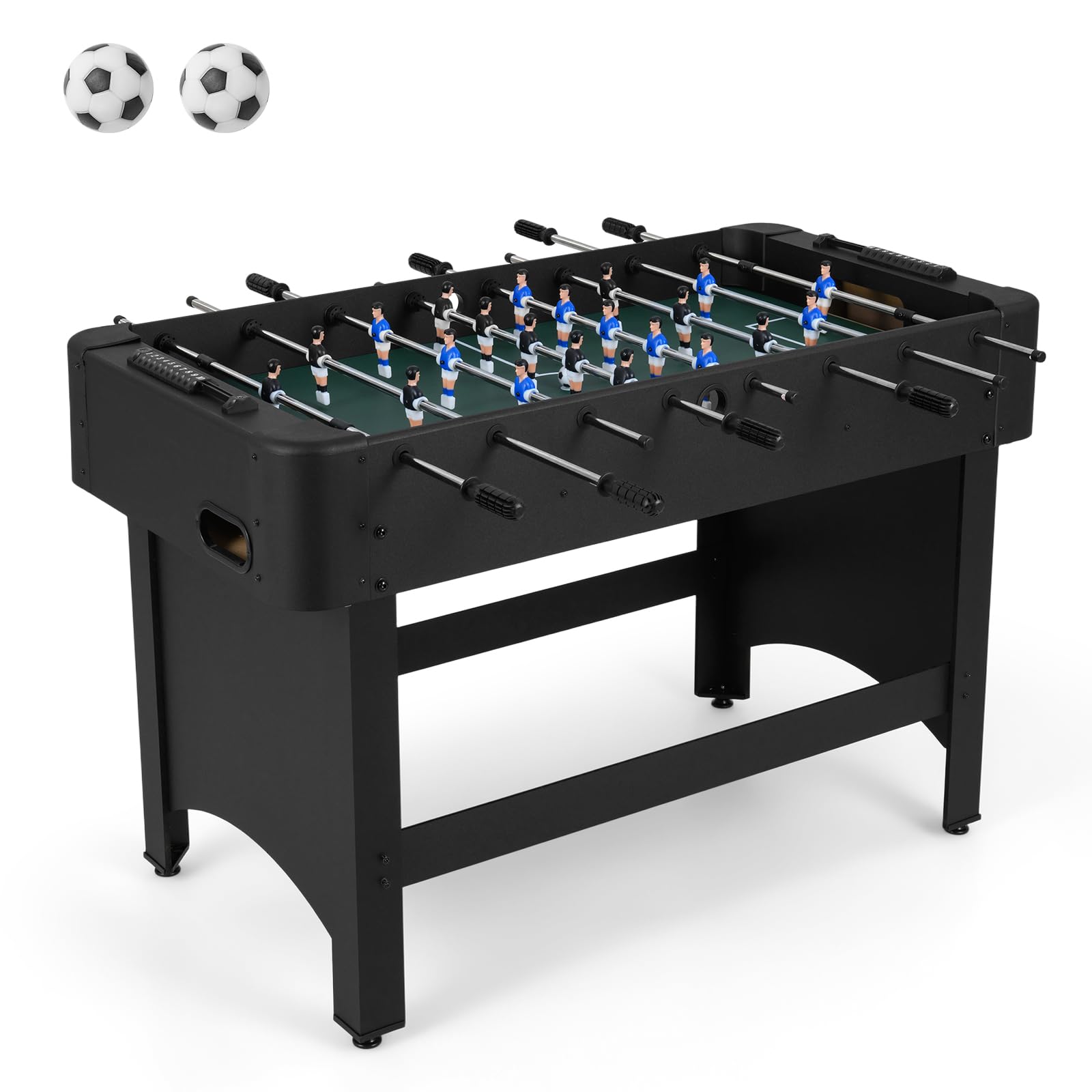 HOMASIS Calcio Balilla in Legno, Tavolo da Calcetto con Aste Telescopiche, 2 Palline, Segnapunti e Maniglie antiscivolo, Biliardino Salvaspazio per Bambini e adulti, 103 × 58 × 79 cm