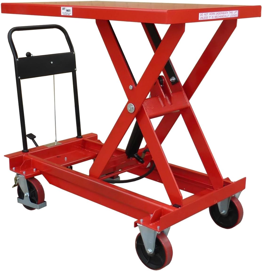 LiftMate Mobile Scissor Lift Table, Scissor Lift Platform Trolley Large, 1000kg Capacity, Hydraulic Lift Table Cart
