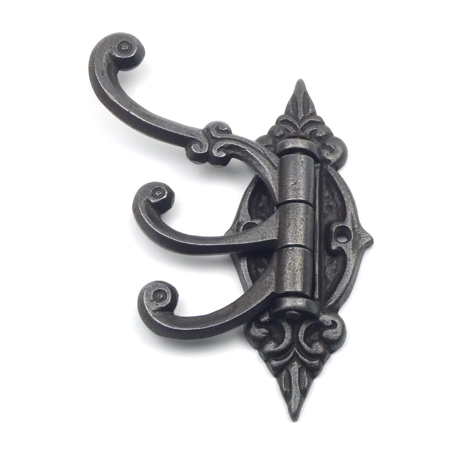 Oakcrafts Antique Iron Triple Swivel Hat and Coat Hook with 3 Hooks, Cast Iron, 135mm x 110mm x 100mm