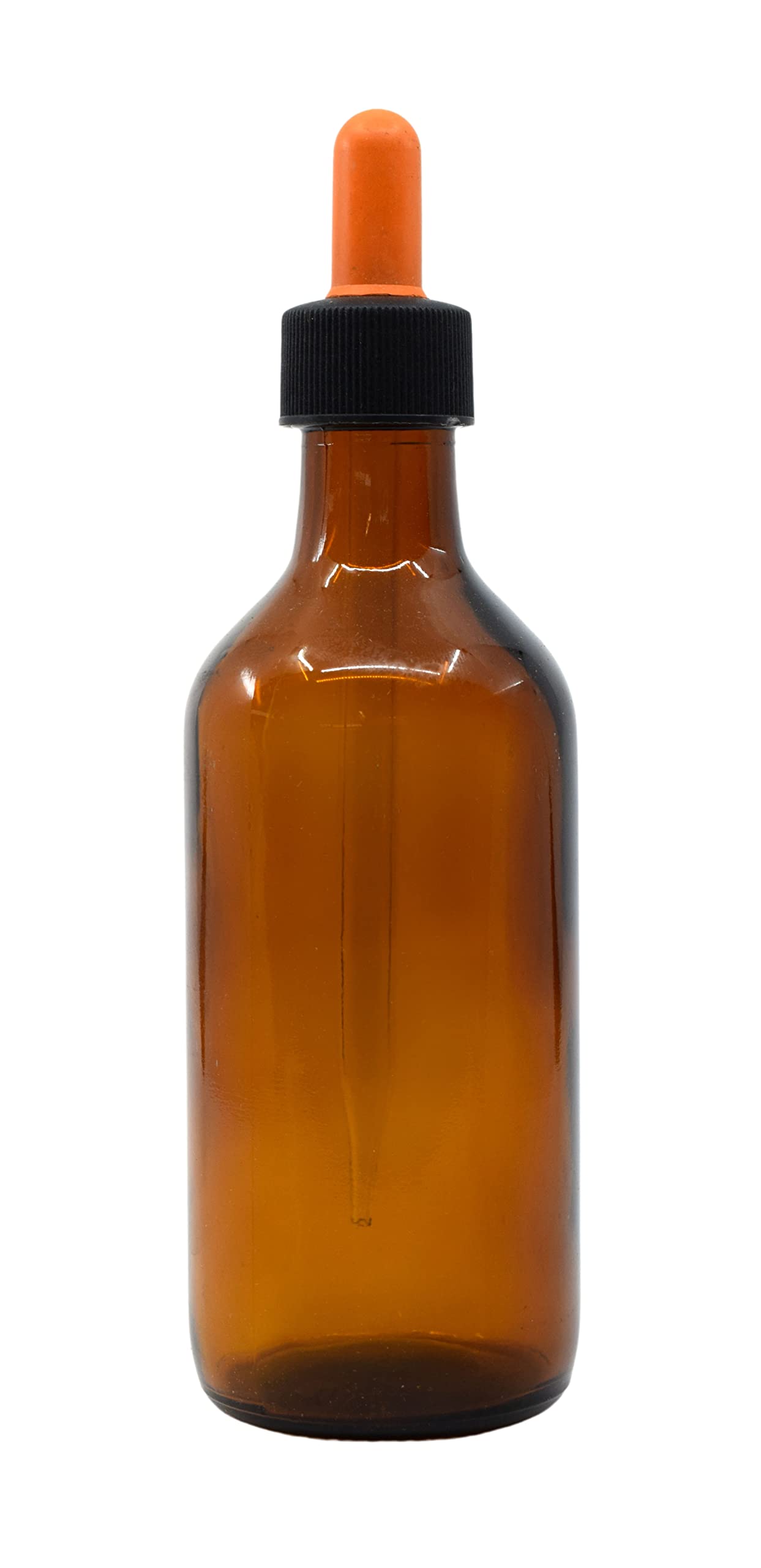 EISCO Dropping Bottle, 180ml (6oz) - Amber Soda Glass - Screw Cap with Amber Glass Dropper & Rubber Bulb Labs