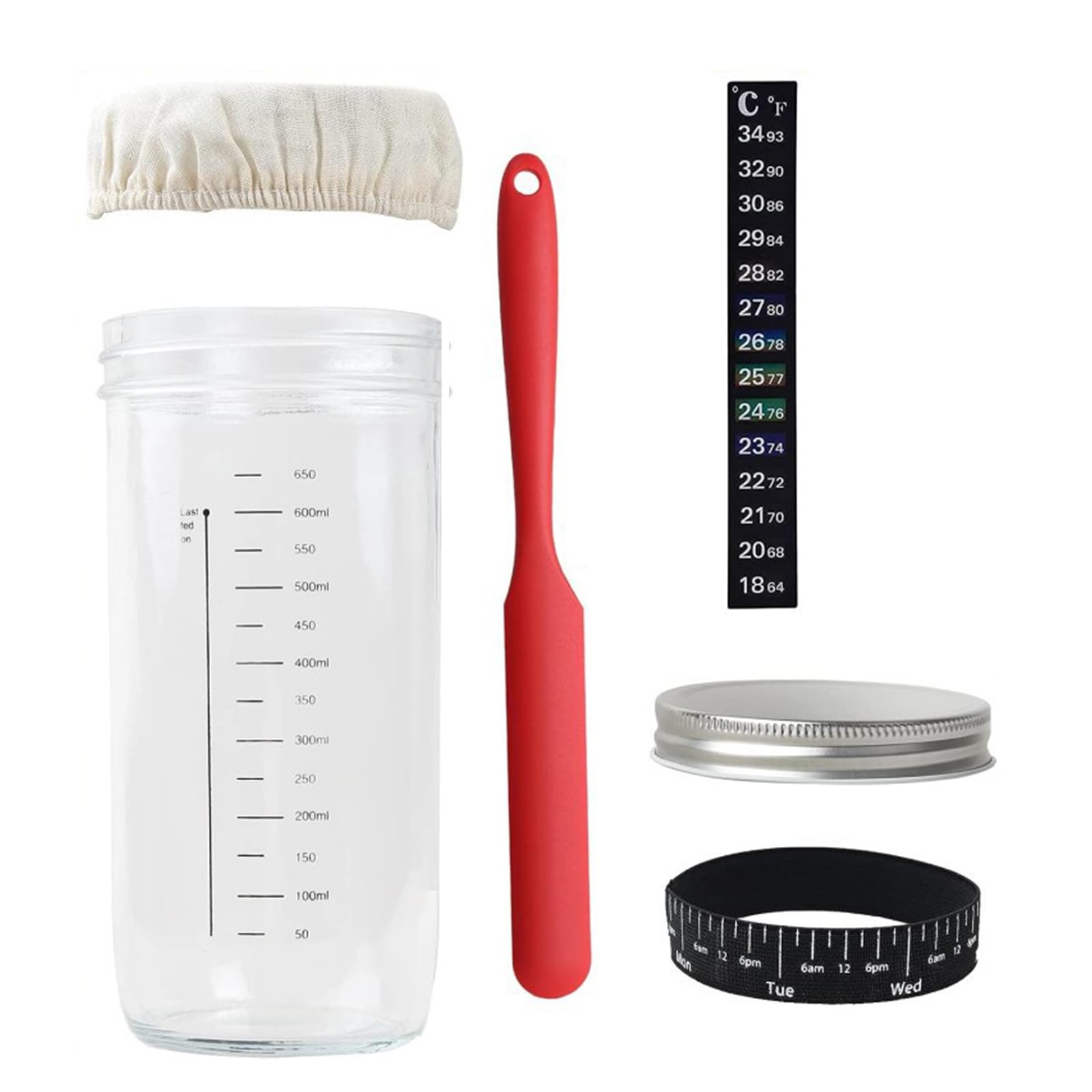MALSSE Sourdough Starter Glass Jar Set Sourdough Starter Container with Thermometer Baking Accessories Perfect for Bread Making Dough Container with Temperature Gauge