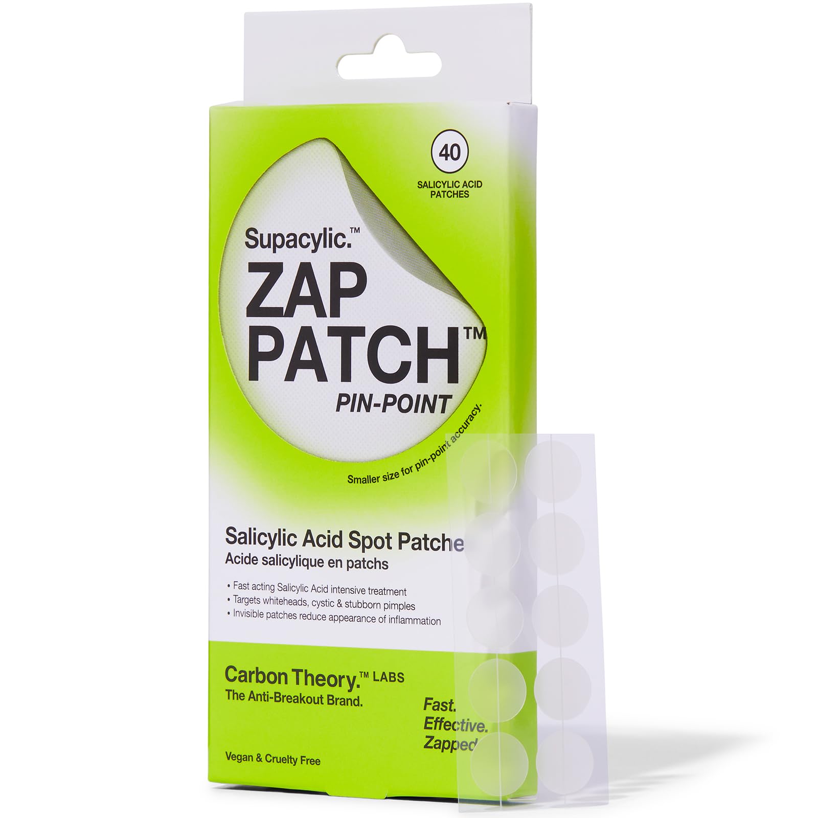 Carbot Theory Hydrocolloid Spot Patches (40 Patches, Salicylic Pin Point), Zap Patch - Pin Point (40x), 20 count (Pack of 1)