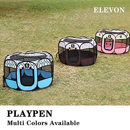 Elevon Portable Dog Playpen For Small Dogs Indoor Outdoor, Foldable Pet Puppy Playpens Kennel Tent With Top Cover Door For House Cat Kitty For Dog Lover Medium Size, Pink #TOP5