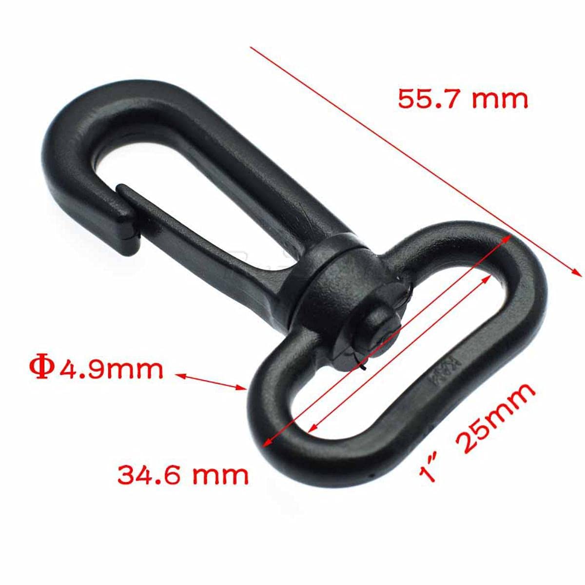 Ganchos a presión de plástico Hebillas de mochila giratorias giratorias Correas 20 mm 25 mm 31 mm 38 mm-500 piezas, Tamaño de las correas 20 mm