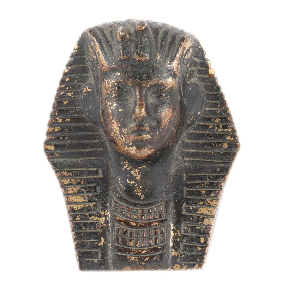 Indian-Shelf Handmade Brass Egyptian King TUT Bust Statue Statue Statement Pieces Decor Gift Items (10.00 cm, Antique)