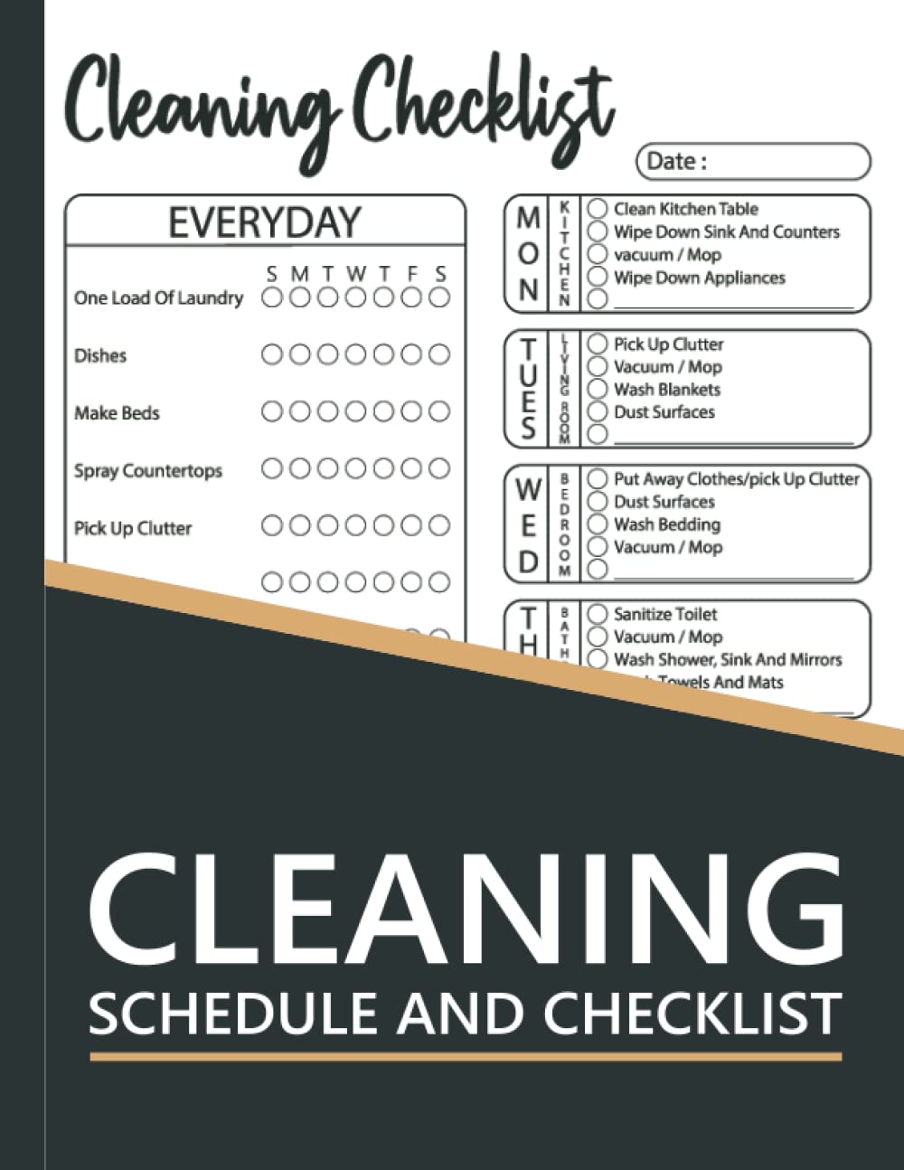 Cleaning Schedule and Checklist: Daily Weekly and Monthly house Cleaning Organizer, Seasonal Household Chores Planner, housekeeping Management Check ... for clean home 8,5x11 in 110 pages book