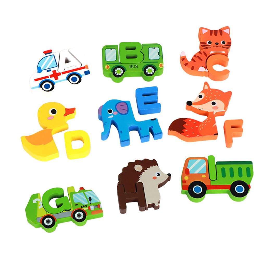 Rompecabezas de Madera 3D de 26 Letras, Juguete Montessori de Aprendizaje temprano