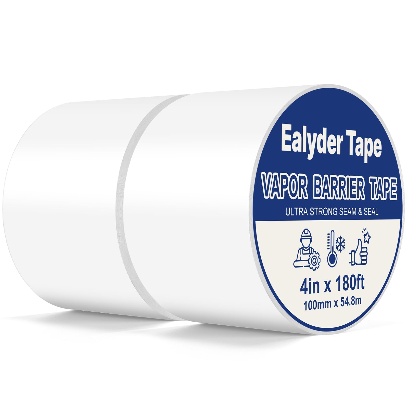 2 Rouleaux Ruban Pare-vapeur 100 mm x 54,8 m Adhésif Puissant Ruban Haute Performance Pour Feuilles Pare-vapeur et Frein-vapeur Joints Sous-structure et Isolation