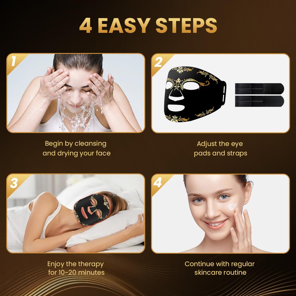 Red Light Therapy Mask, LED Mask Light Therap 660nm and 850nm Combination Wavelength, Wireless Portable LED Light Therapy Masks - Image 8