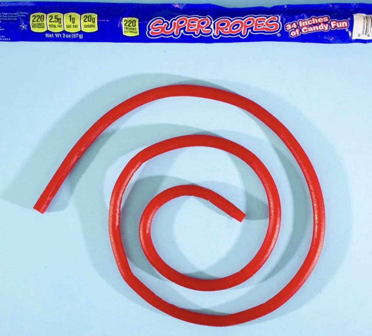 super ropes 34" individually wrapped rope, 2oz (15 pack), red licorice candy rope 2 ounce (pack of 15)