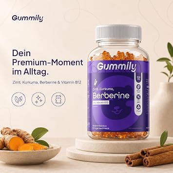Premium Berberine Gummies - Ceylon Cinnamon - Turmeric Extract - Vitamin B12 - Sugar Free - Vegan - Non GMO