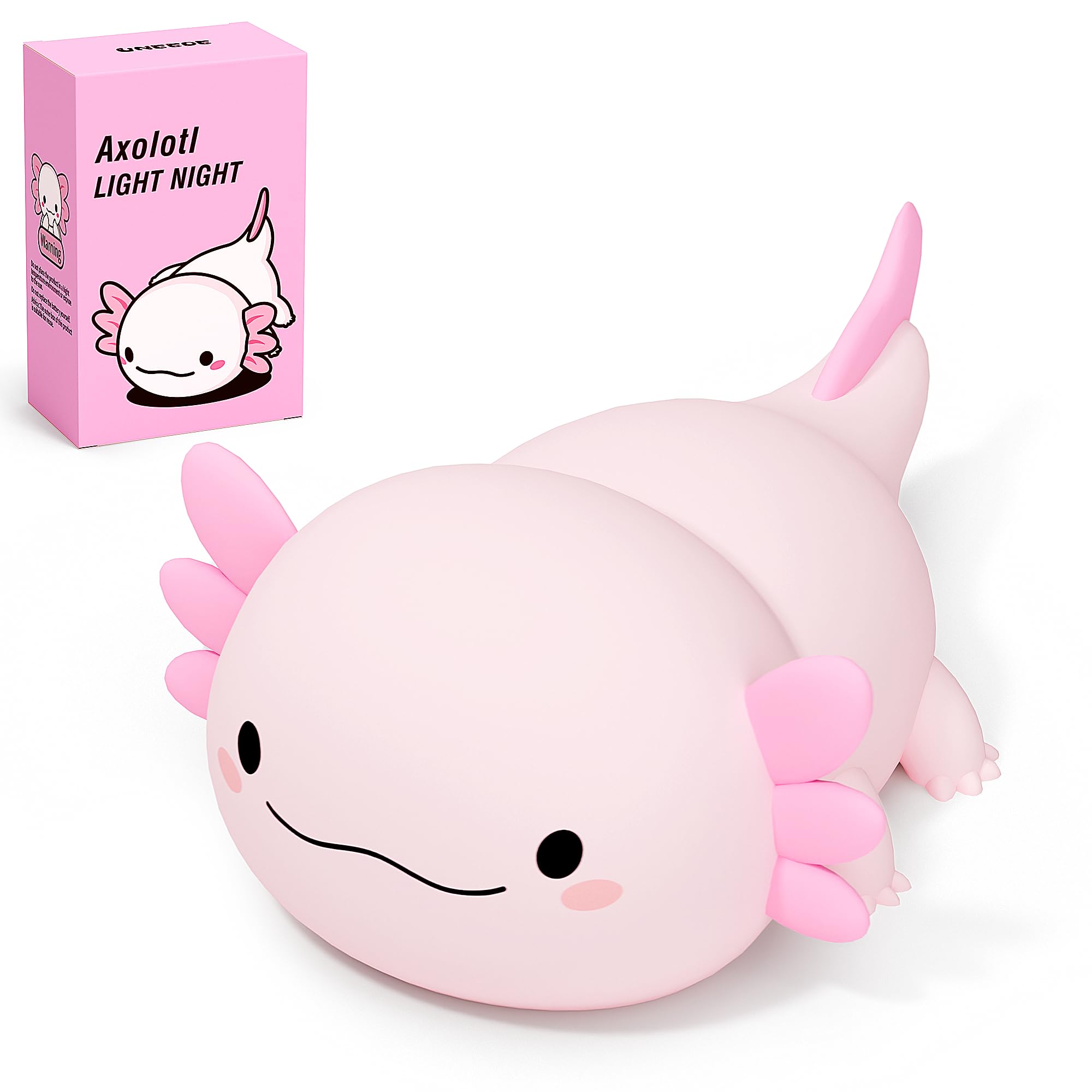 UNEEDE Lampka nocna Axolotl, lampka nocna dla niemowląt, silikonowa lampka nocna, dotykowa lampa stołowa LED, różowy Axolotl, prezent dla dzieci, dziewczynek, chłopców