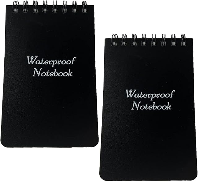 2pcs Waterproof Notebook, 3 x 5" Police Notepad, Write in The Rain Pocket Notebook, All-Weather Memo Paper Notepad with Cover. 