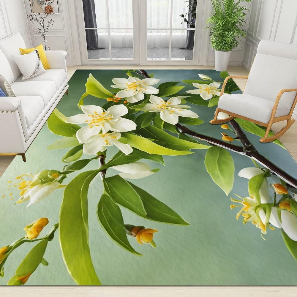 Tapis de sol de canapé floral 120 x 160 cm pour salon chaleureux