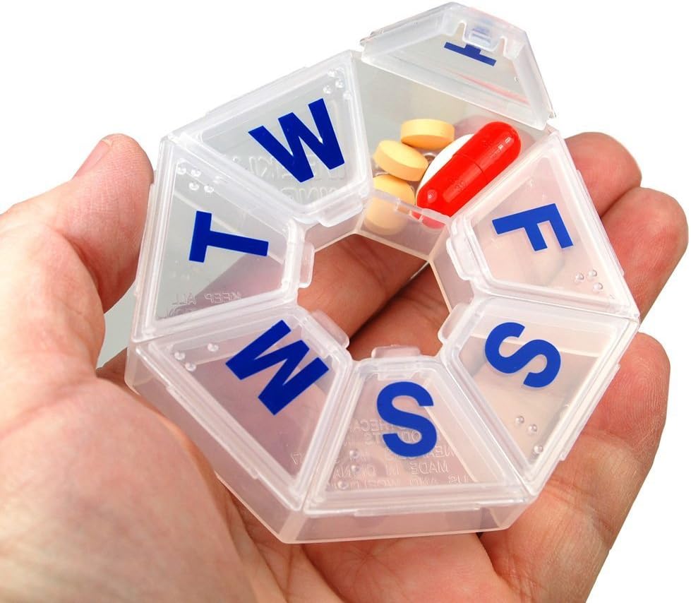 Ezy Dose 7-day 7-sided Pill Reminder, Size Medium (Pack of 2)