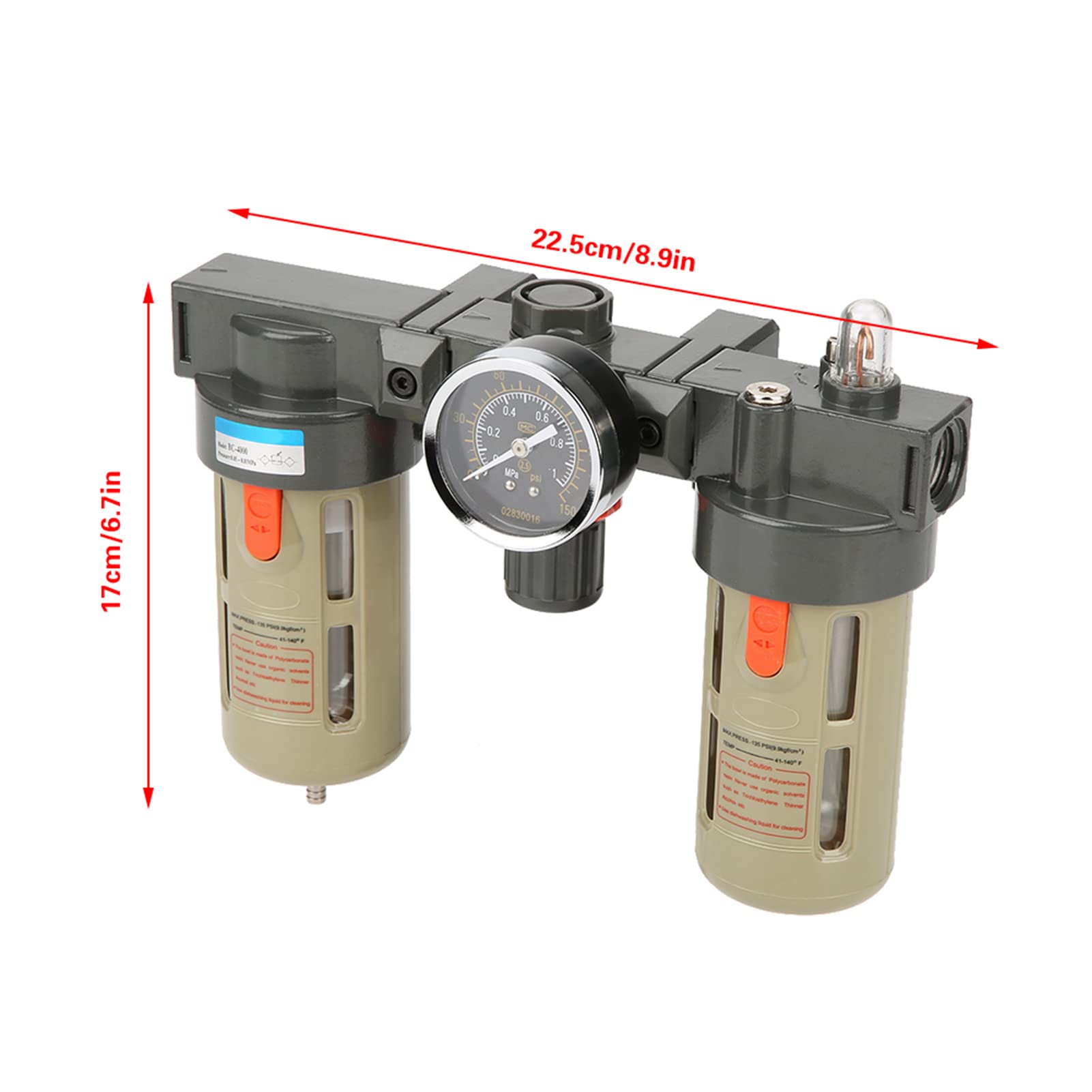 Regulador de presión de filtro de aire G1/2 con manómetro Construcción de aleación de aluminio de primera calidad Control de aire preciso para maquinaria y sistemas neumáti