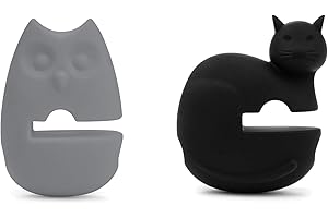 Fox Run Silicone Pot Clip Spoon Rest, Owl and Cat, Set of...