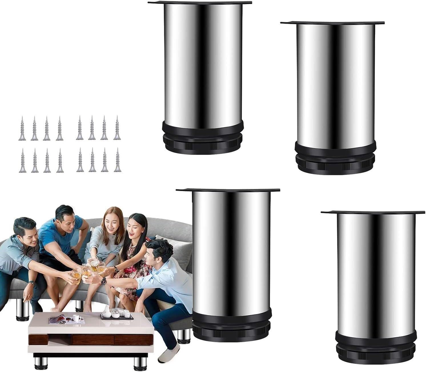 Rhllvj One Color 4 Adjustable Table Legs, Durable Heavy Duty Furniture Legs For Desks, Coffee Tables, Kitchen Tables(180Mm/7.1In)