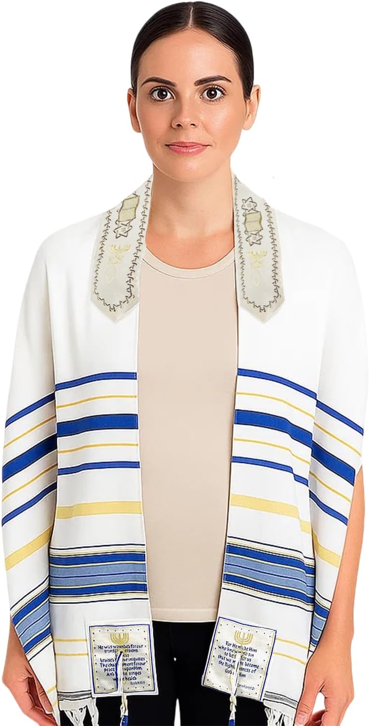 Unisex Messianic Tallit - The Messiah Prayer Shawl - Royal Blue, 72 x 22 in