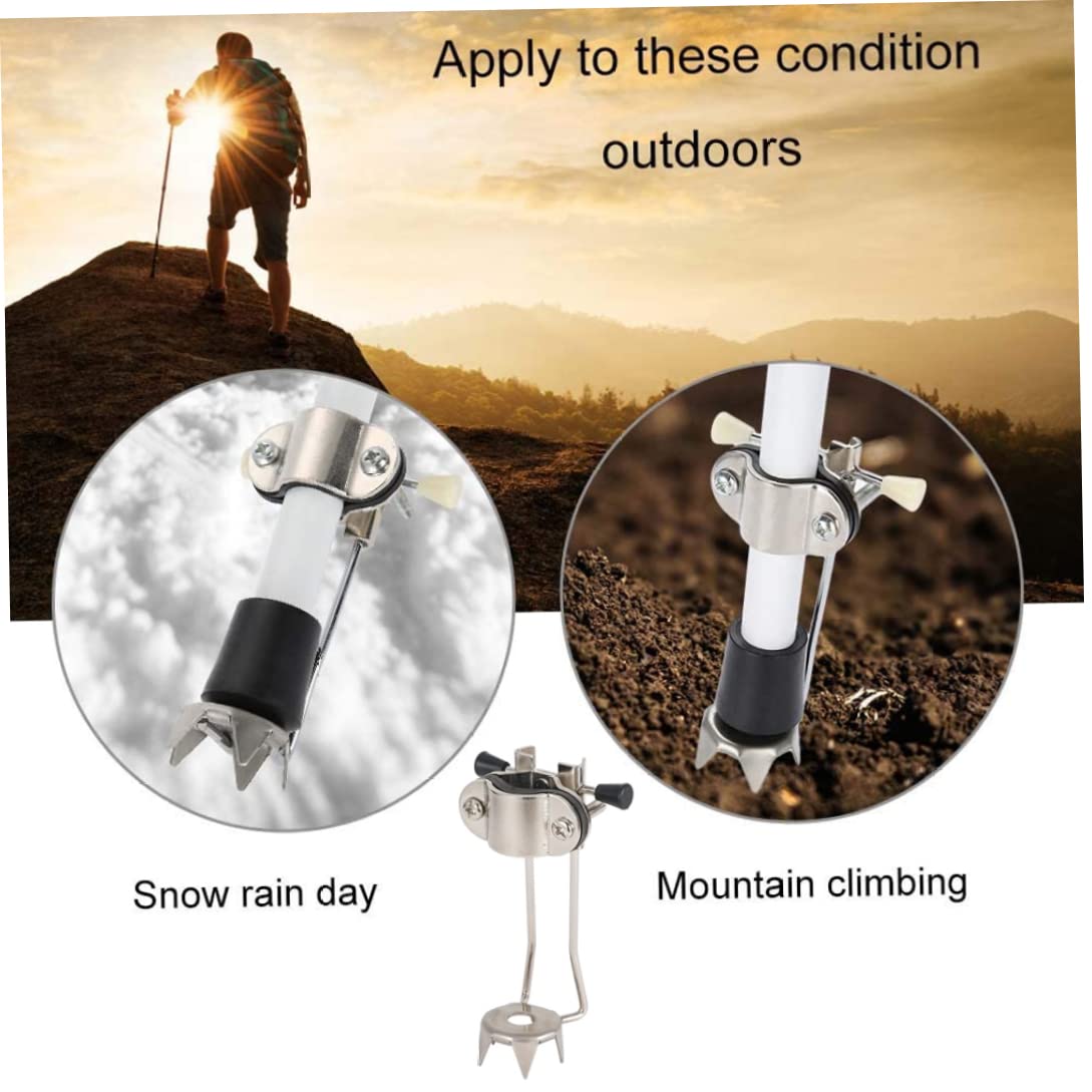 Punta de bastón de hielo portátil antideslizante muletas accesorio de senderismo accesorios para escalada de invierno blanco