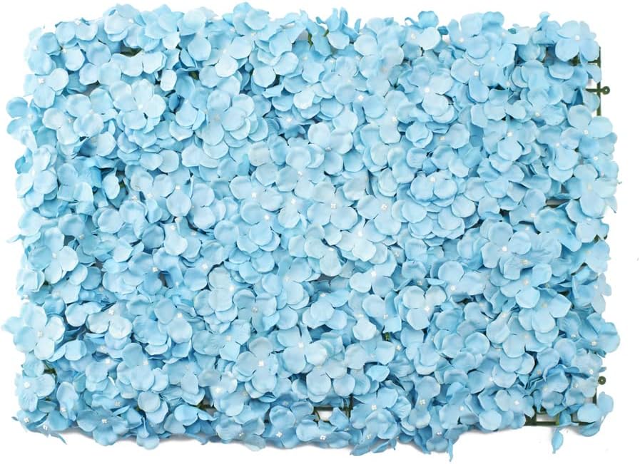 AestheTech Paquete de 12 tapetes de flores de hortensias blancas para decoración de boda, panel de flores decorativas de 24 x 16 x 1 pulgadas, para