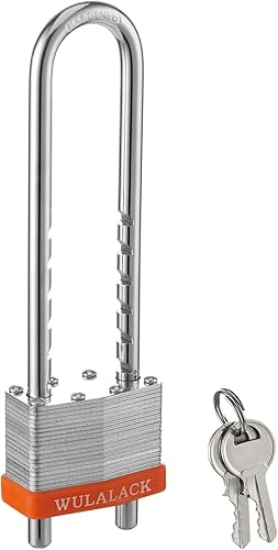 Miniatura 7 de Candados con Llaves, WULALACK Candado con Llave de Acero Laminado de 2 Pulgadas de Ancho con Grillete Ajustable, Candados Largos con la Misma Llave,