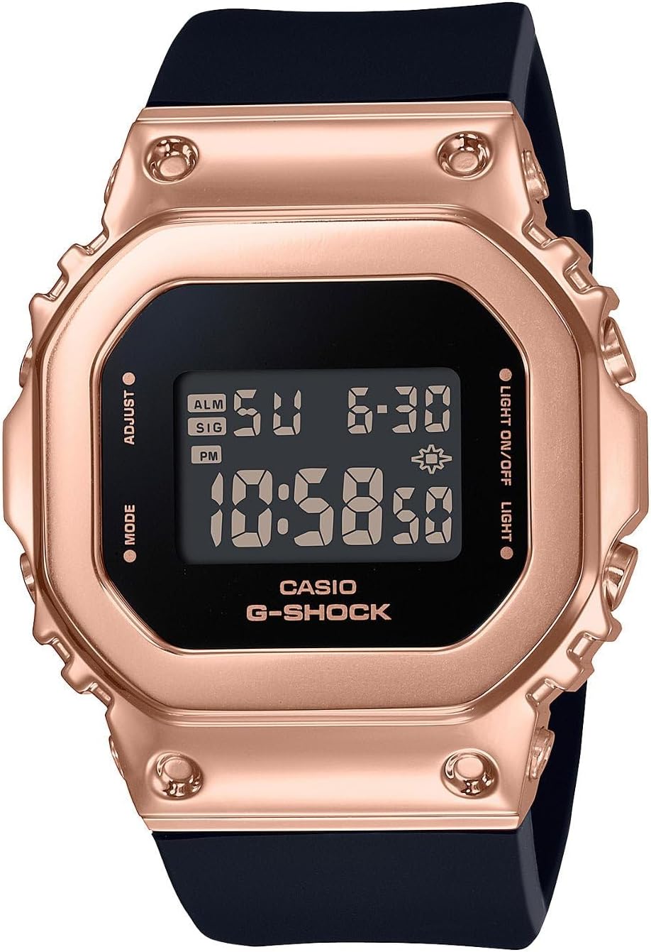 G-Shock Ladies' Casio Digital Rose Gold-Tone and Black Resin Strap Watch GMS5600PG-1