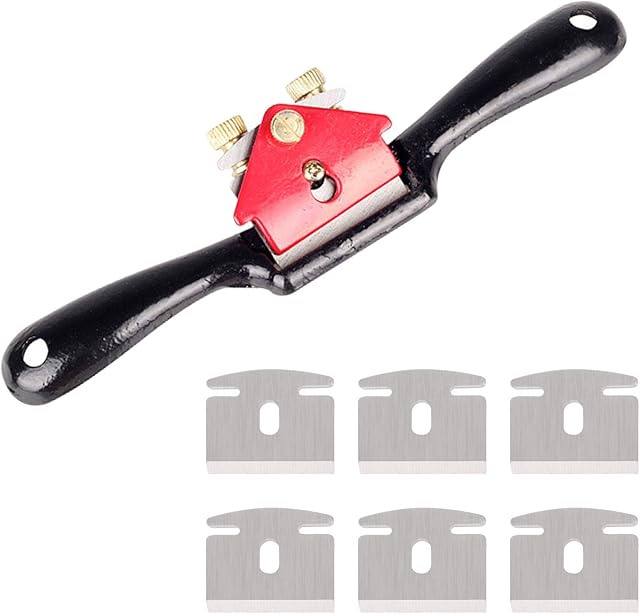 9 Spokeshave Woodworking Hand Tool Hand Planer for Wood Adjustable Spoke Shave Set with 6Pcs Replacement Blades for Wood Craft