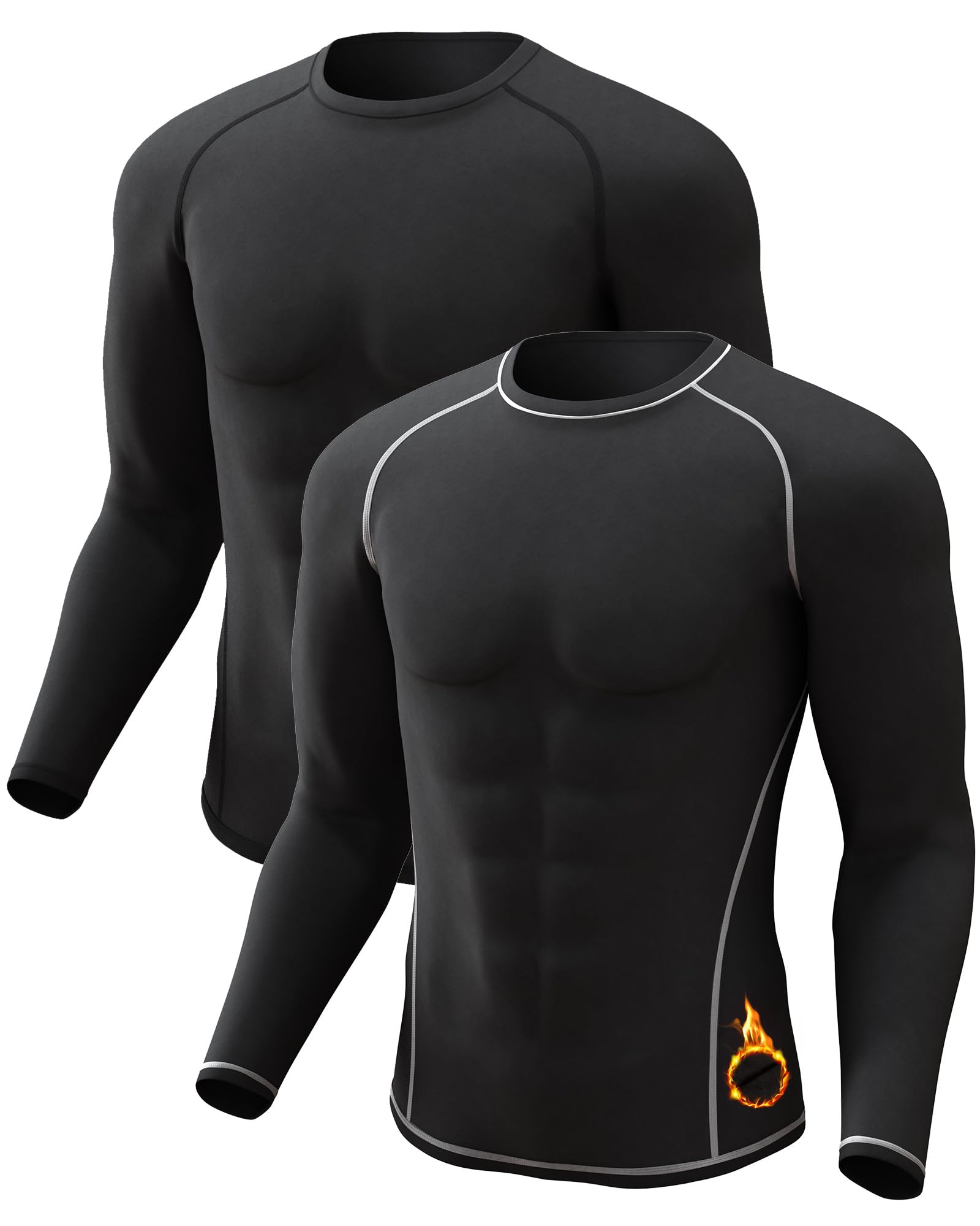 CL convallaria Collant Thermique Homme Pantalon Thermiques Caleçon pour Homme - Manches Longues - Intérieur en Polaire - sous-vêtements Fonctionnels