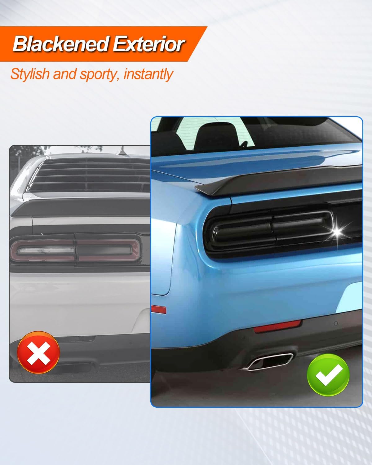4Pcs Smoked Tail Light Covers Rear Light Guards Fit for Dodge Challenger 2015-2023, TailLight Cover Trim Exterior Accessories