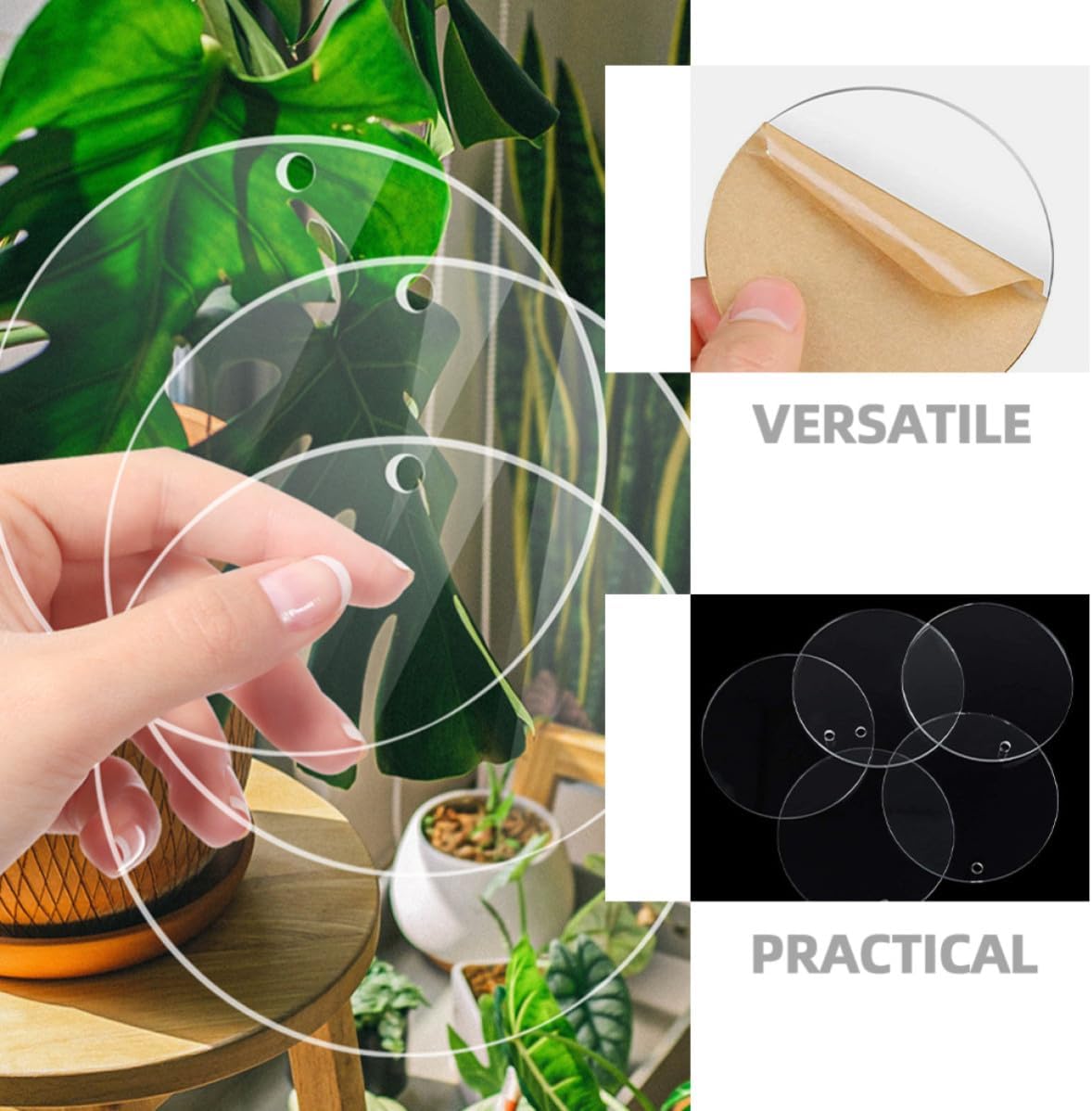Cabilock 16pcs Acrylic Discs Round Blank Panels Lightweight with Smooth Edges Design for Tabletop Craft and Professional Projects