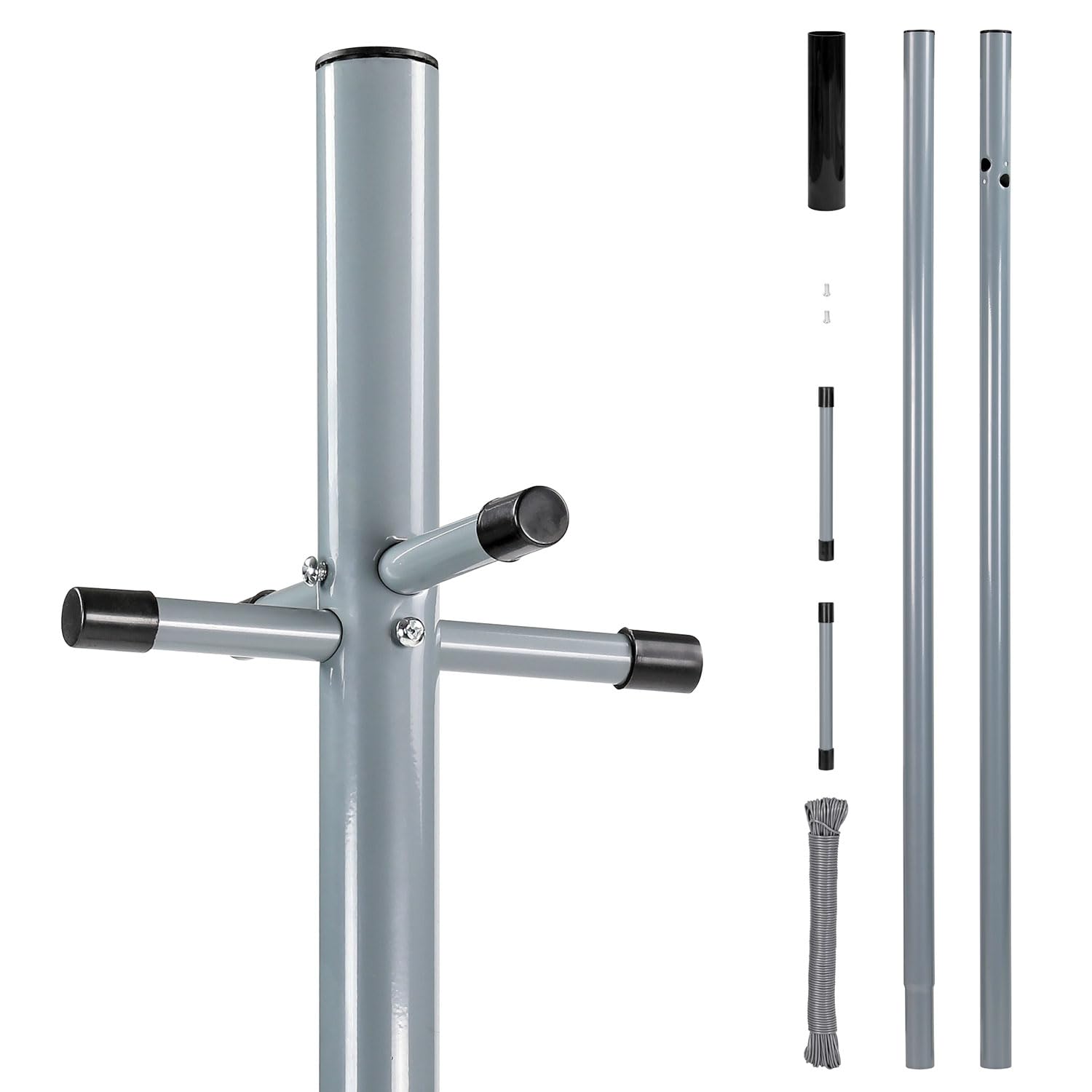Taylor & Brown 2.4m Large Garden Clothes Washing Lines/Prop line Heavy Duty Pole Post 30M Line PVC Galvanized Steel Home Garden Laundry Towel Dryer Clothing Outdoor Drying Rack Stand