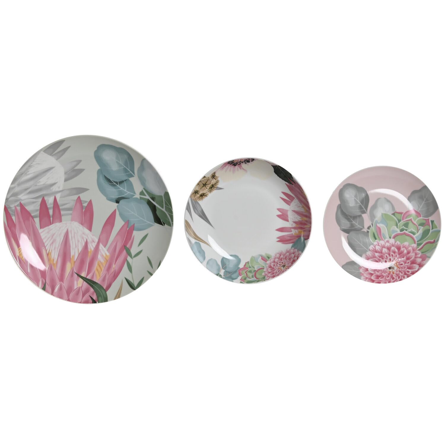 Vaisselle en porcelaine de prestige 18 pièces au design tropical vert exclusif 27 cm