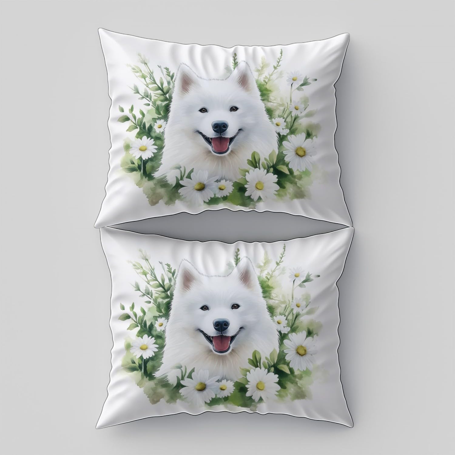 Akwarela Samoyed Zwierzęta Poszwa na kołdrę z mikrofibry z 2 poszewkami na poduszki, komfortowy zestaw pościeli 240 x 220 cm do dekoracji pokoju dziecięcego i dorosłych, biała