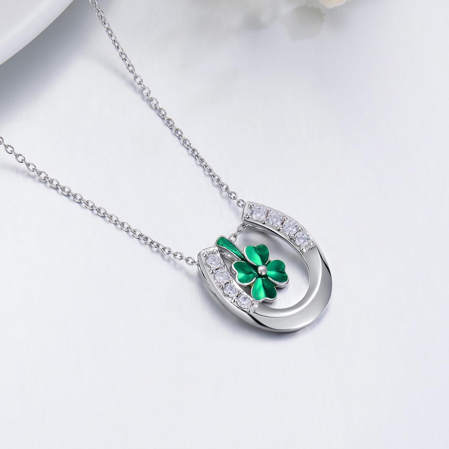4 Leaf Clover Necklace 925 Sterling Silver Green Clover Pendant Jewelry for Women Christmas Birthday Gifts - Image 5