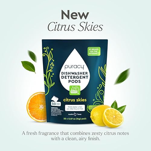 Miniatura 28 de Puracy Cápsulas para lavavajillas, detergente natural para lavavajillas, pestañas para platos libres y transparentes, alimentadas con enzimas, sin