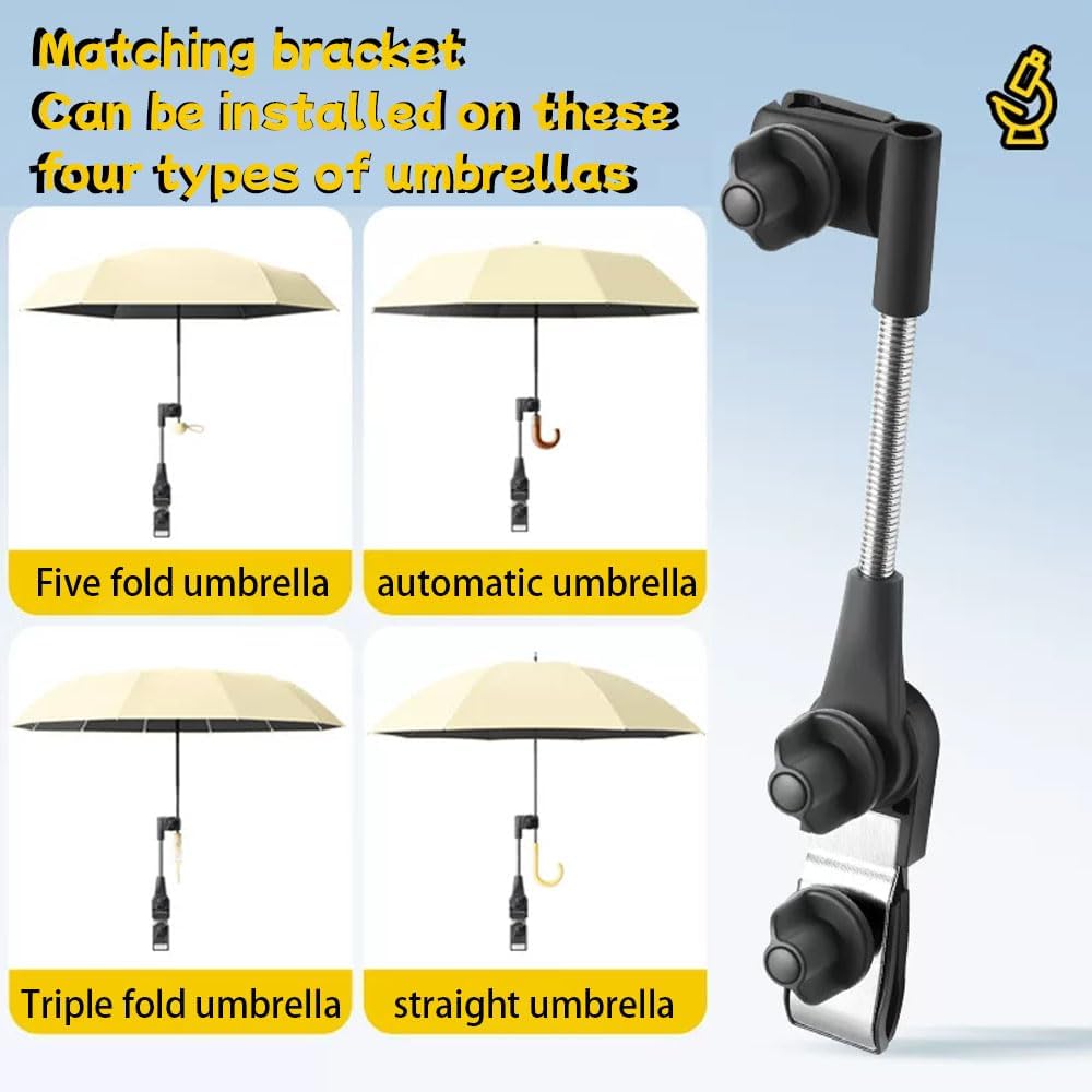 Clip On Umbrella For Stroller,Enlarged Diameter 100Cm, Black Rubber Sunscreen,Stroller Umbrella Attachment,Upgrade Universal Clip, Universal For All Shapes
