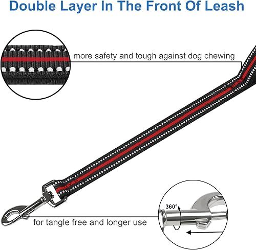 Miniatura 4 de Correa para perro de 6 pies, correa resistente para perro, 2 cómodas asas acolchadas, asa de tráfico, gancho de metal duradero, correa reflectante