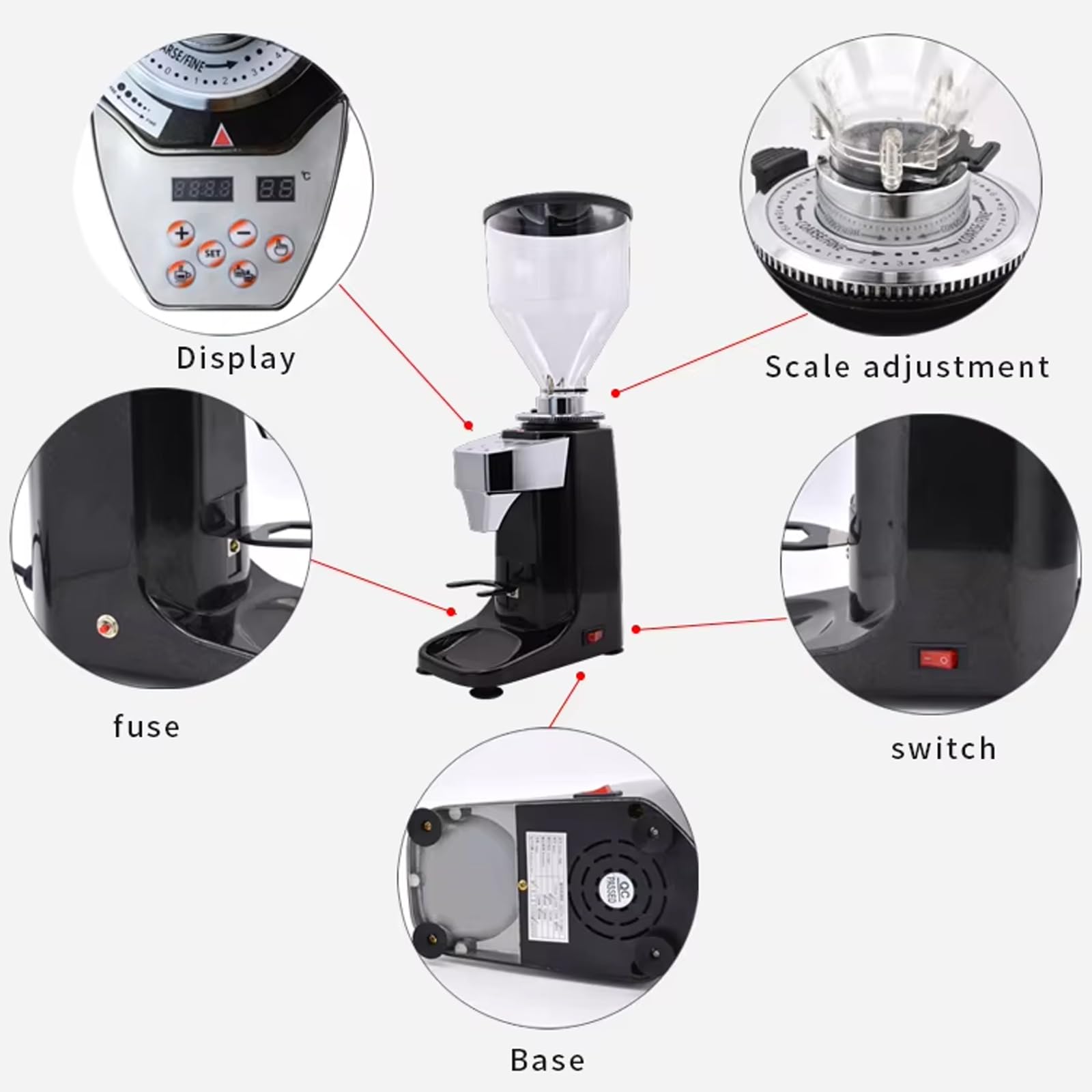 Molinillo de café eléctrico de muelas, cónico Profesional con 19 ajustes de molienda precisos y tolva de Granos de 1.5 L de Gran Capacidad, para Espresso, Moca, café de Filtro y vertido
