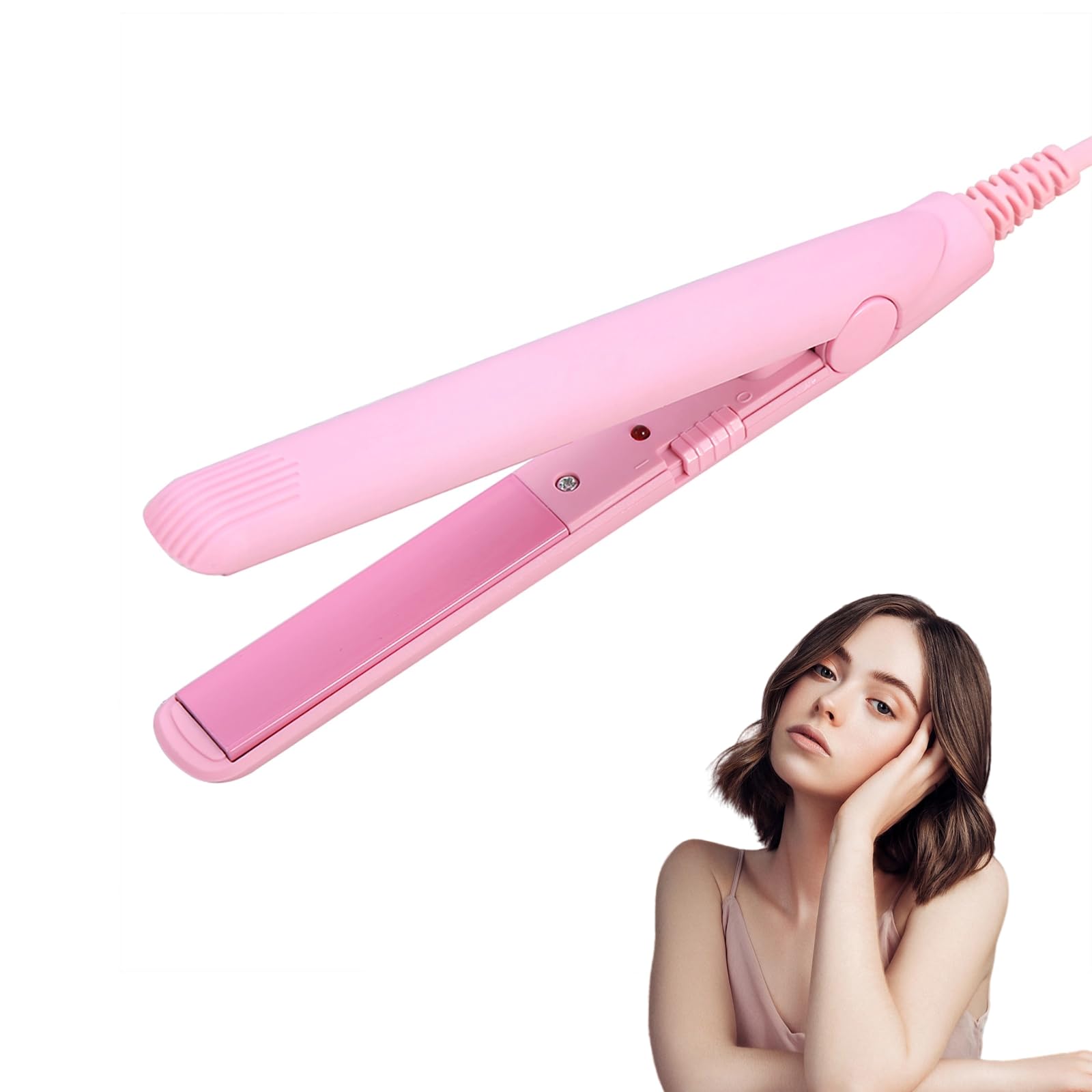 Mini Curling Iron, Mini Dual Purpose Curling Iron, Mini Straightener, 2 in 1 Ceramic Flat Iron Tourmaline Plate Curler Beauty Heating Curler Professional Hair Styling Tool ()