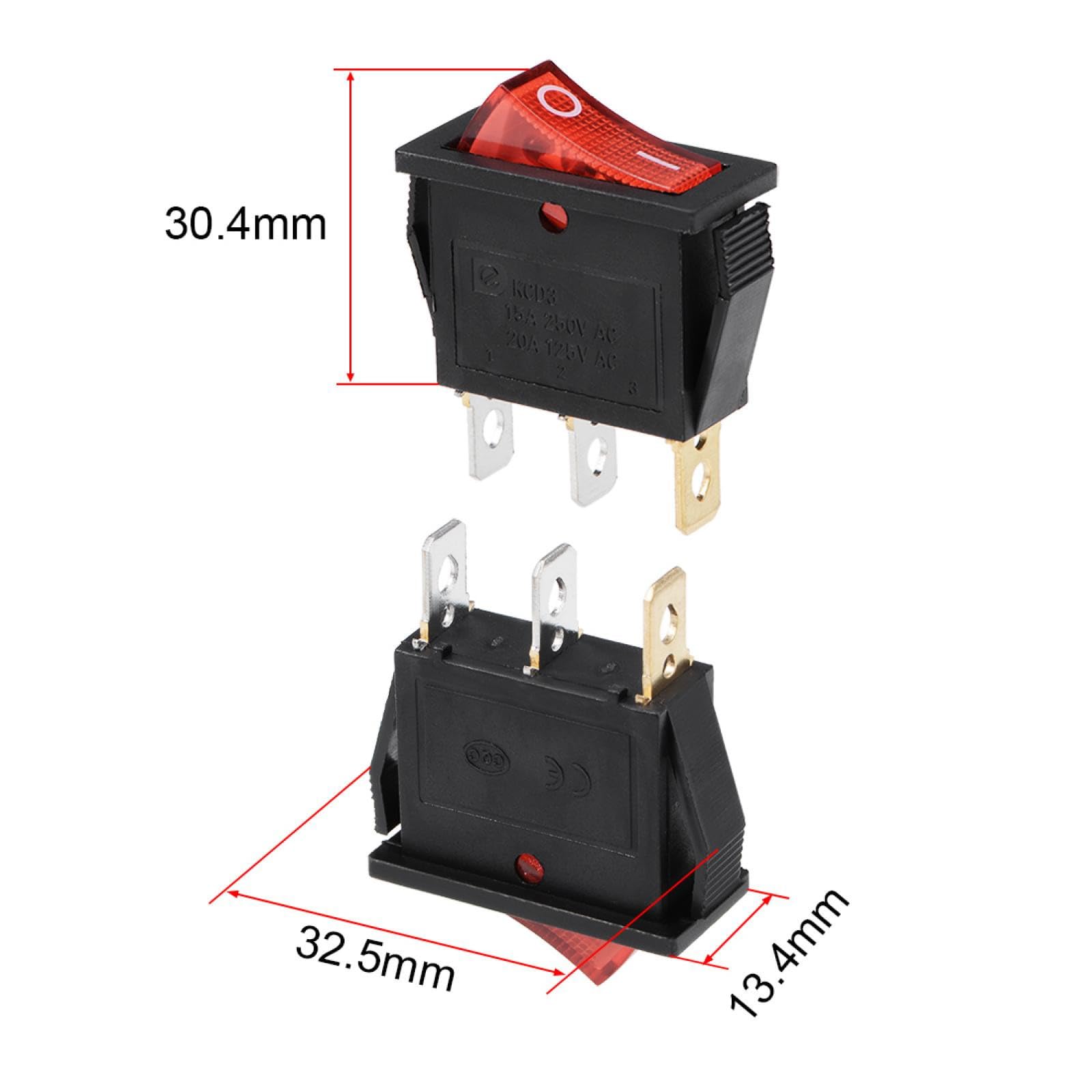 #US 5 X Boat Red LED DC 12/24V Toggle Switch AC 250V/15A 125V/20A