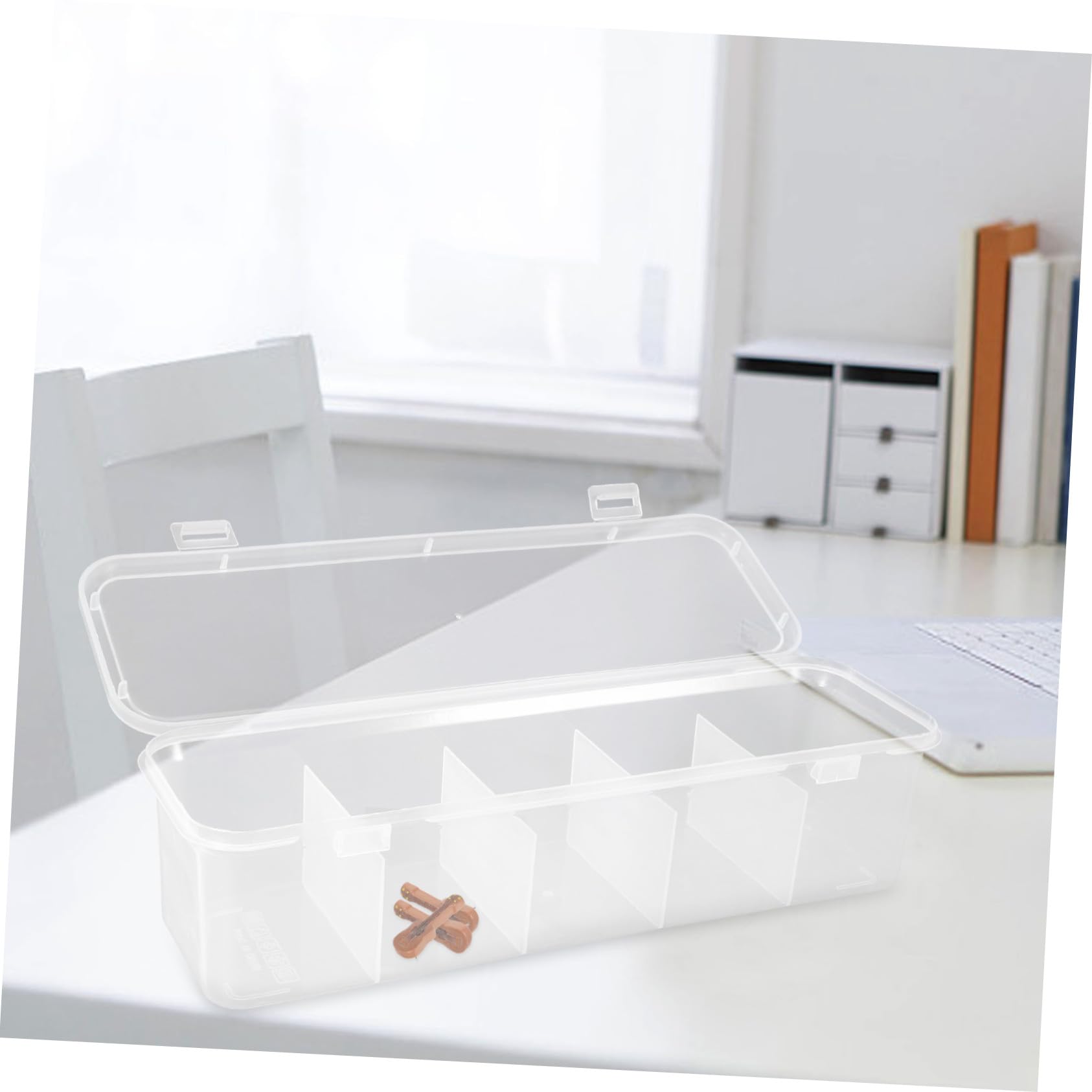 Healeved 15 Piezas Caja Organizadora Transparente Compartimentos con Tapa para Accesorios de Cabello Almacenamiento Compacto para Gomas Clips y Cables Organizador Multiusos Práctico y