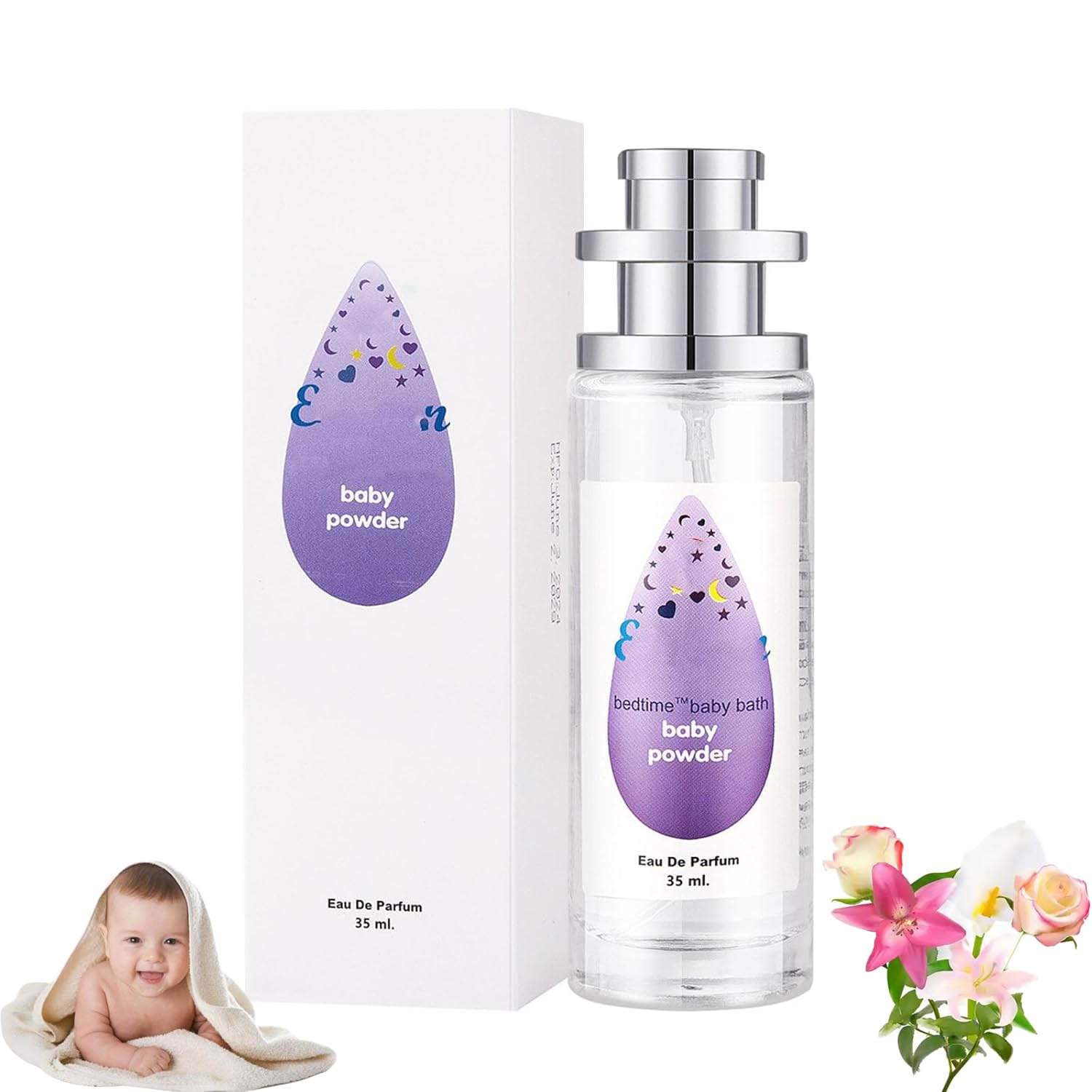 Elyven Baby Powder Perfume, Baby-Soft Perfume Spray, Elyven Fresh Scent Perfumes Fragrance Body, Long-lasting Moisture & Fragrance, Floral & Creamy Aroma for Women & Men (bedtime)