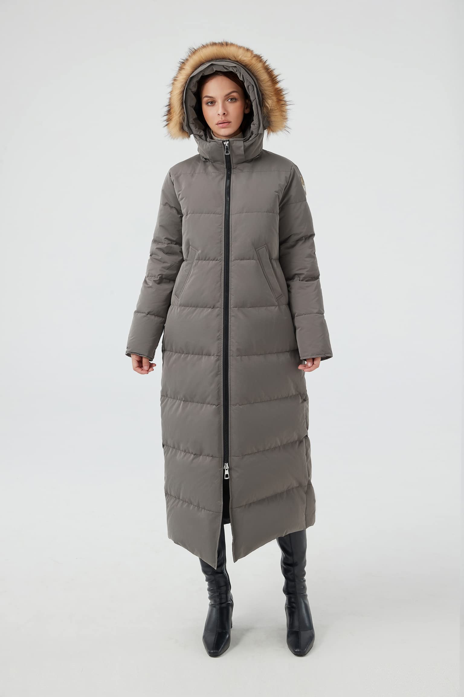Fitouch Waukee Cappotto Lungo da Donna con Imbottitura in Piumino | Potere di Riempimento 700+ | Lunghezza Intera