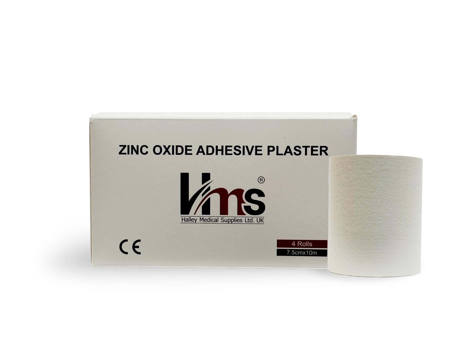 Zinc Oxide Adhesive Plaster Rolls, 7.5 cm x 10 m (Pack of 4)