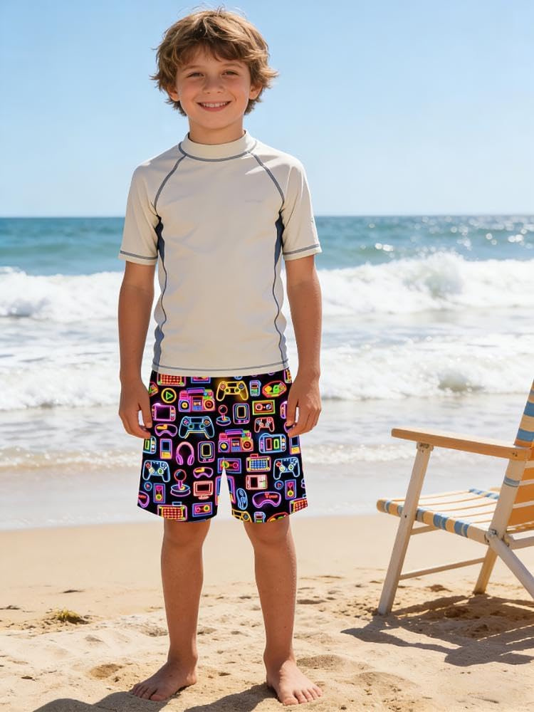 Idgreatim Teens Boys Swim Trunks Quick Dry Beach Swimwear UPF 50+ Board Shorts with Mesh Lining 6-14 Years - Image 5