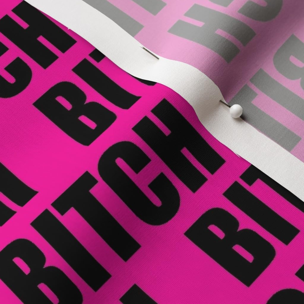 Spoonflower Fabric - Curse Adult Profanity Rude Swear Words Hot Pink Black Printed on Cotton Poplin Fabric by The Yard - Sewing Shirting Quilting Dresses Apparel Crafts